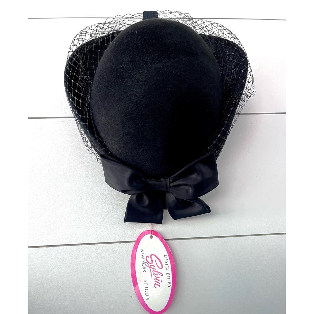 VTG 60’s Black Wool Hat Designed by Sylvia New York / St. Louis